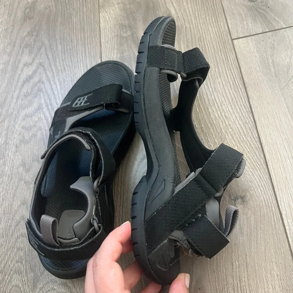 Teva Tanza Mens Black Grey Sport Sandals Hiking Water Shoes 4289 Size 8